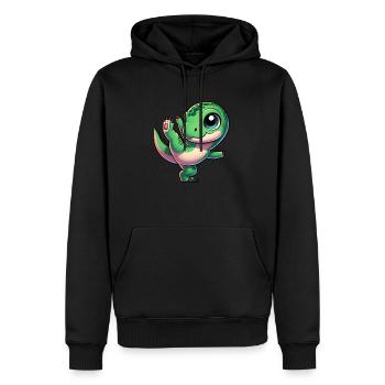 T-Rex dansant sur une jambe Dinosaure en équilibre - Sweat à capuche Premium bio Homme - noir - Devant - Nico (187cm)