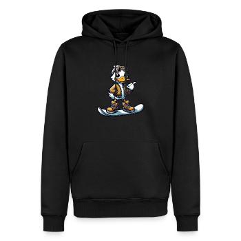 Comic Duck Snowboarding Winter Winter Sports - Men’s Premium Organic Hoodie - black - Front - Nico (187cm)