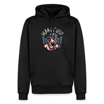 Cupidon unit les cœurs d’une seule flèche - Sweat à capuche Premium bio Homme - noir - Devant - Nico (187cm)