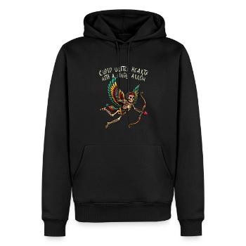 La flèche de Cupidon rassemble les cœurs - Sweat à capuche Premium bio Homme - noir - Devant - Nico (187cm)