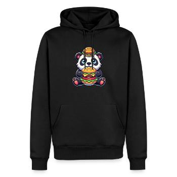 Cute panda burger Bizarre fast food - Men’s Premium Organic Hoodie - black - Front - Nico (187cm)