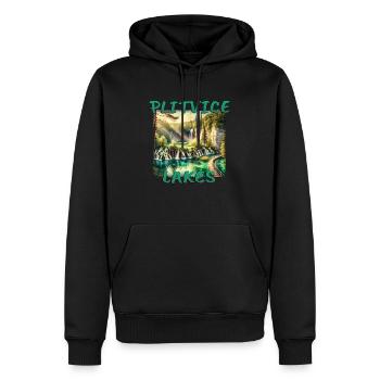 Plitvice Seen Kroatien Grunge Wasserfall - Männer Premium Bio Hoodie - Schwarz - Vorne - Nico (187cm)