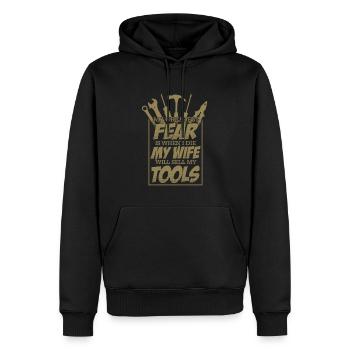 Handwerker Angst Frau verkauft mein Werkzeug - Männer Premium Bio Hoodie - Schwarz - Vorne - Nico (187cm)