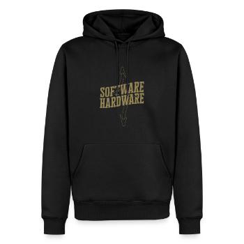 Lustiger IT Spruch Software Hardware Wortspiel - Männer Premium Bio Hoodie - Schwarz - Vorne - Nico (187cm)