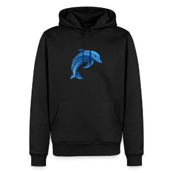 Minimalistische Delfin-Illustration - Männer Premium Bio Hoodie - Schwarz - Vorne - Nico (187cm)