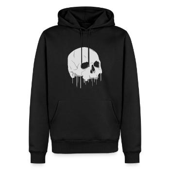Illustration du squelette du crâne du crâne - Sweat à capuche Premium bio Homme - noir - Devant - Nico (187cm)