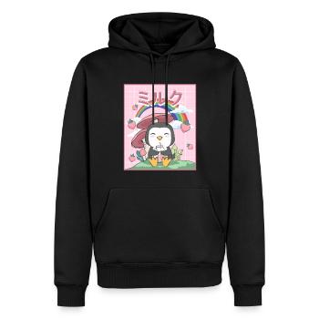 Cottagecore Aesthetic Kawaii Pinguin Erdbeermilch - Männer Premium Bio Hoodie - Schwarz - Vorne - Nico (187cm)