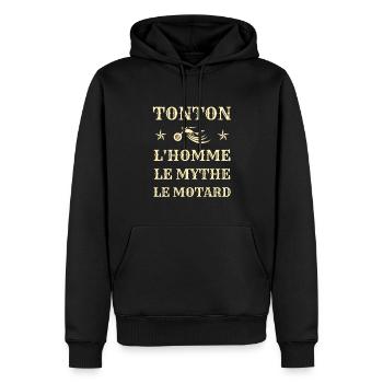 tonton motard homme mythe humour moto homme drole - Sweat à capuche Premium bio Homme - noir - Devant - Nico (187cm)