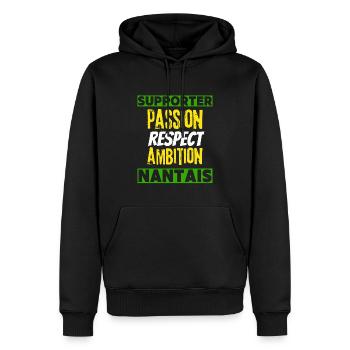 Nantes football supporter Nantais fier foot fan - Sweat à capuche Premium bio Homme - noir - Devant - Nico (187cm)