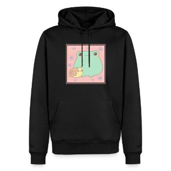 Cottagecore Aesthetic Kawaii Frosch Schnecke Gesch - Männer Premium Bio Hoodie - Schwarz - Vorne - Nico (187cm)