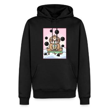 Japanese Aesthetic Kawaii Faultier Boba-Milchtee G - Männer Premium Bio Hoodie - Schwarz - Vorne - Nico (187cm)