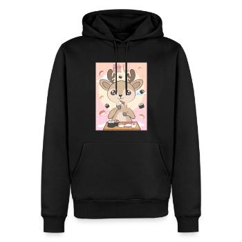 Esthétique japonaise Mignon Kawaii Deer Sushi Gesch - Sweat à capuche Premium bio Homme - noir - Devant - Nico (187cm)