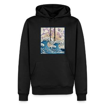 Japanese Aesthetic Kanagawa Wave Cherry Blossom Ge - Männer Premium Bio Hoodie - Schwarz - Vorne - Nico (187cm)