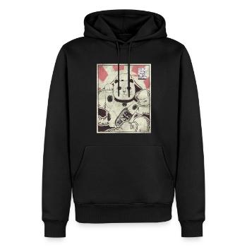 Esthétique japonaise Maneki Neko Cat timbre-poste - Sweat à capuche Premium bio Homme - noir - Devant - Nico (187cm)