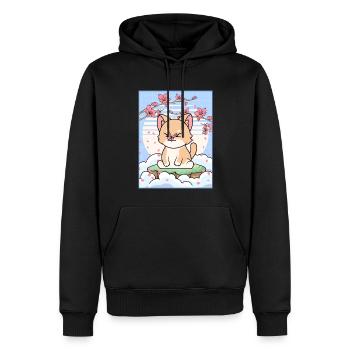 Esthétique japonaise Kawaii Chat Cherry Blossom Gesche - Sweat à capuche Premium bio Homme - noir - Devant - Nico (187cm)