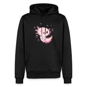 Kawaii Axolotl Pun Cat Lover Cadeau - Sweat à capuche Premium bio Homme - noir - Devant - Nico (187cm)