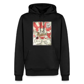 Maneki Neko Ramen Timbre Esthétique Japonaise G - Sweat à capuche Premium bio Homme - noir - Devant - Nico (187cm)