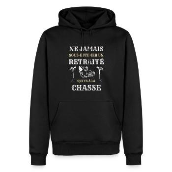 retraite chasse homme humour chasseur cadeau papy - Sweat à capuche Premium bio Homme - noir - Devant - Nico (187cm)