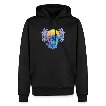 Shiba Inu Vaporwave Aesthetic Retro - Männer Premium Bio Hoodie - Schwarz - Vorne - Nico (187cm)