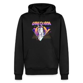 Unicorn Vaporwave Aesthetic Retro - Männer Premium Bio Hoodie - Schwarz - Vorne - Nico (187cm)