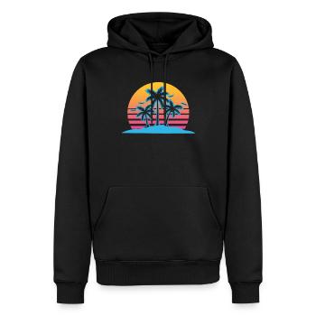 Palm Tree Vaporwave Aesthetic Retro - Männer Premium Bio Hoodie - Schwarz - Vorne - Nico (187cm)