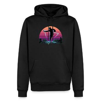 Joueur de rugby Vaporwave Esthétique Rétro - Sweat à capuche Premium bio Homme - noir - Devant - Nico (187cm)