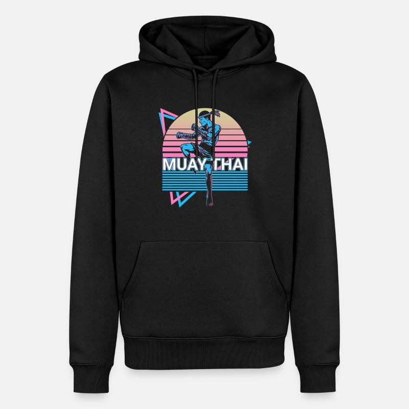 Muay Thai Rétro Cadeau - Sweat à capuche Premium bio Homme - noir