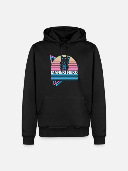 Maneki Neko Cat Retro Gift - Men’s Premium Organic Hoodie - black