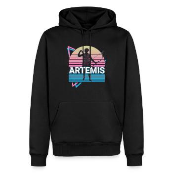 Artémis Déesse grecque de la chasse et de la lune - Sweat à capuche Premium bio Homme - noir - Devant - Nico (187cm)