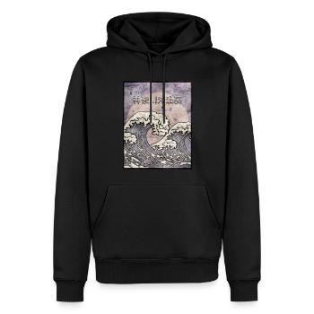 Kanagawa Wave Japanese Aesthetic Vintage Gift - Men’s Premium Organic Hoodie - black - Front - Nico (187cm)