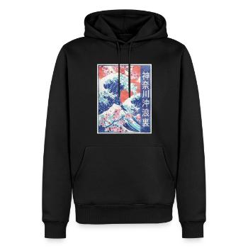 Große Welle vor Kanagawa Retro-Geschenk - Männer Premium Bio Hoodie - Schwarz - Vorne - Nico (187cm)
