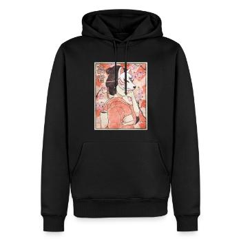 Geisha Kitsune Masque Cadeau Japonais - Sweat à capuche Premium bio Homme - noir - Devant - Nico (187cm)