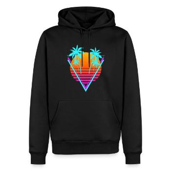 Vaporwave Esthétique Rétro Sunset Palm - Sweat à capuche Premium bio Homme - noir - Devant - Nico (187cm)