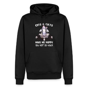 Les chats et les sectes me rendent heureux Tu ne es pas - Sweat à capuche Premium bio Homme - noir - Devant - Nico (187cm)