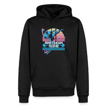 Shotokan Karaté Arts Martiaux Japonais Rétro - Sweat à capuche Premium bio Homme - noir - Devant - Nico (187cm)