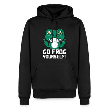 Drôle de grenouille Go Frog vous-même! - Sweat à capuche Premium bio Homme - noir - Devant - Nico (187cm)