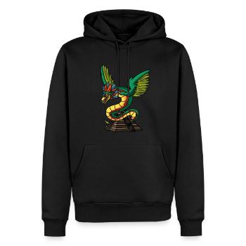 Quetzalcoatl Aztec Serpent Mayan Temple Inca - Men’s Premium Organic Hoodie - black - Front - Nico (187cm)