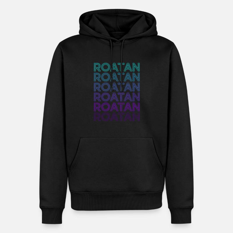 Roatan Retro - Männer Premium Bio Hoodie - Schwarz