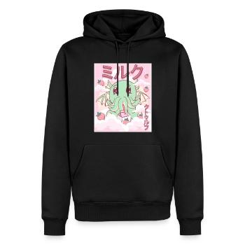 Kawaii Cthulhu Necronomicon Erdbeermilch - Männer Premium Bio Hoodie - Schwarz - Vorne - Nico (187cm)