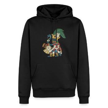 Huitzilopochtli Aztèque Dieu Aztèque Mythologie Maya - Sweat à capuche Premium bio Homme - noir - Devant - Nico (187cm)