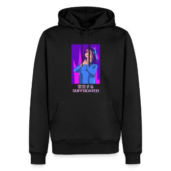 Emo Anime Girl Vaporwave Ges esthétiquement étouffé - Sweat à capuche Premium bio Homme - noir - Devant - Nico (187cm)