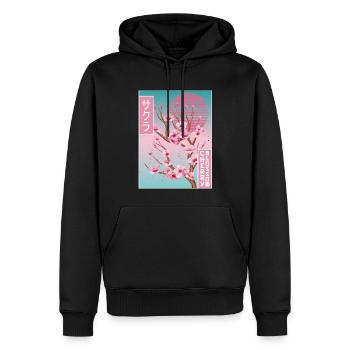 Sakura Kirschblüte Vaporwave Ästhetisches Geschenk - Männer Premium Bio Hoodie - Schwarz - Vorne - Nico (187cm)