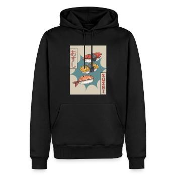 Sushi Japonais Vaporwave Cadeau Esthétique - Sweat à capuche Premium bio Homme - noir - Devant - Nico (187cm)