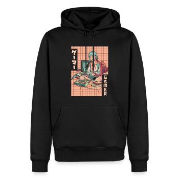 Gamer Anime Girl Vaporwave Ästhetisches Gaming Ges - Männer Premium Bio Hoodie - Schwarz - Vorne - Nico (187cm)