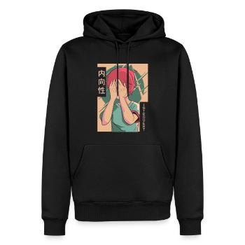 Anime introverti Jeune Vaporwave Esthétique - Sweat à capuche Premium bio Homme - noir - Devant - Nico (187cm)