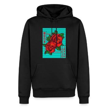 Roses Tokyo Japon Esthétique Japonaise Affiche Gesch - Sweat à capuche Premium bio Homme - noir - Devant - Nico (187cm)