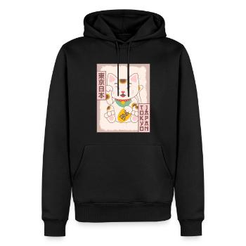 Maneki Neko Cat Tokyo Japon Affiche Cadeau - Sweat à capuche Premium bio Homme - noir - Devant - Nico (187cm)