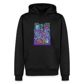 Koi Fisch Karpfen Vaporwave Ästhetische Retro VCR - Männer Premium Bio Hoodie - Schwarz - Vorne - Nico (187cm)