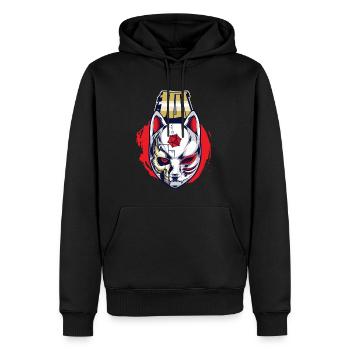 Cyborg Kitsune Maske Fuchs Maske Cyber Punk Cyber - Männer Premium Bio Hoodie - Schwarz - Vorne - Nico (187cm)