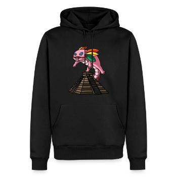 Quetzalcoatl Axolotl Aztèque Temple Maya Inca - Sweat à capuche Premium bio Homme - noir - Devant - Nico (187cm)